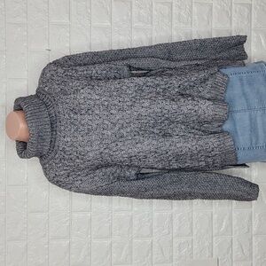 LAUREN HANSEN Knit Crochet Turtleneck Long Sleeve Sweater